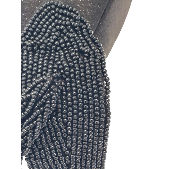 Formal Prom Bridal Evening Shoulder Mini Hand Bag Clutch Purse Black Beaded READ - Picture 9 of 12